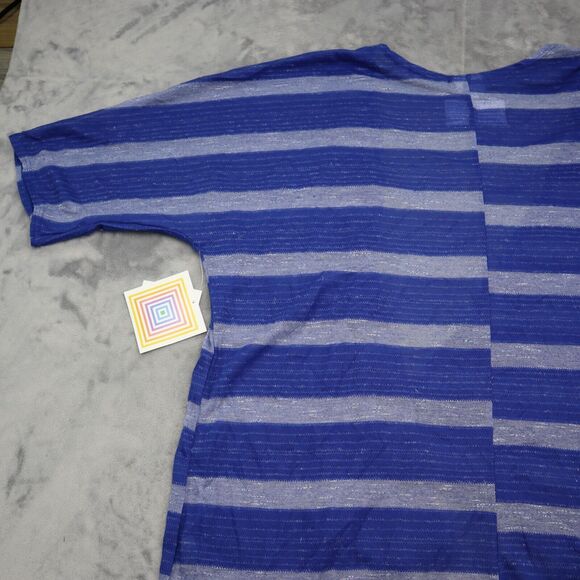 Lula Roe Sweater Womens S Blue Striped Lindsay Cardigan Komono Cover Up - Picture 12 of 14